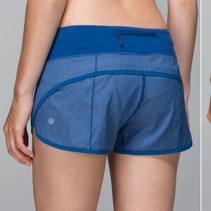 Lululemon run Speed Short Diamond Dot Swift Wicking Rugged Blue size 10